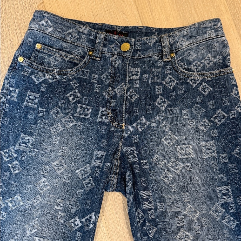 Escada Monogram Blue Denim Jeans